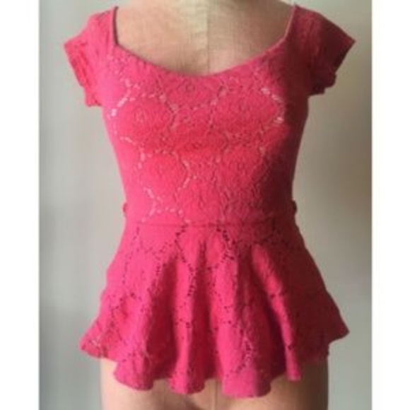 Monaco USA Women's Top Tank Blouse Short Sleeves Summer Beach Lace Pink Size S - Picture 4 of 7